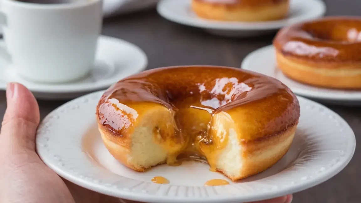 Creme Brulee Donut recipe: The Ultimate Dessert Fusion 2 hand picking a donut with creme brulee filling