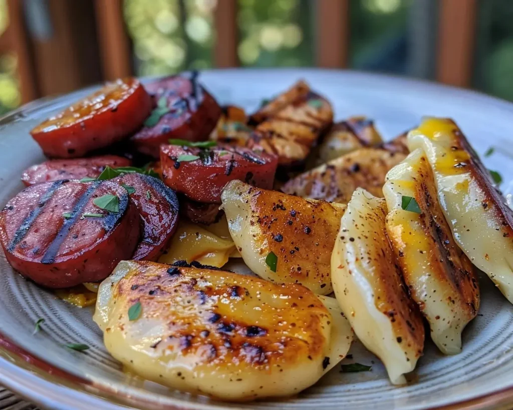 How to make Grilled Pierogies and Kielbasa Recipe