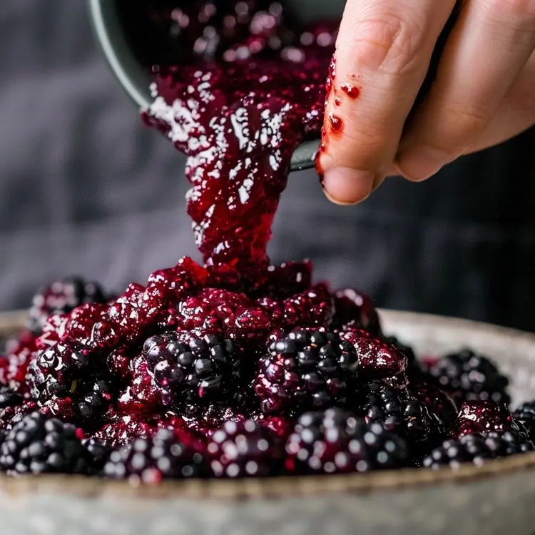 Making Easy dessert recipe with blackberries