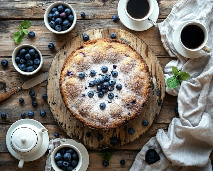 Cream cheese swirl blueberry coffee cake