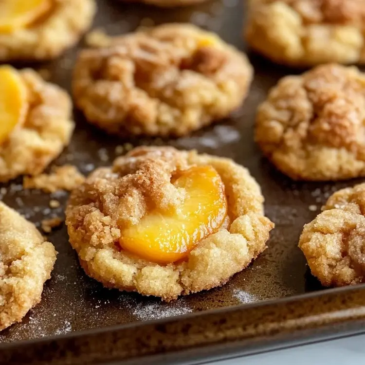 peach cookies on table