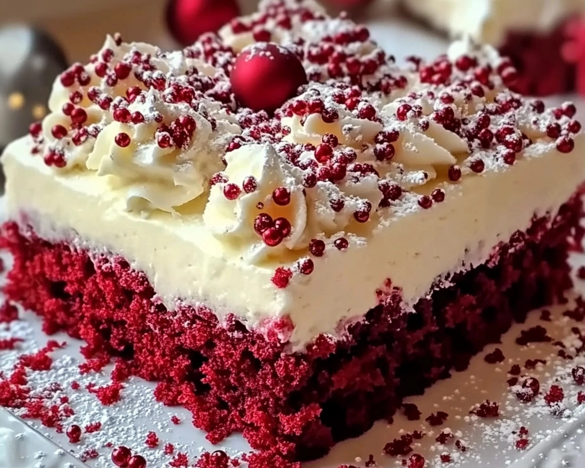 Festive Red Velvet Poke Cake