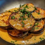 Crispy Eggplant Francaise Plated with Lemon-Butter Sauce