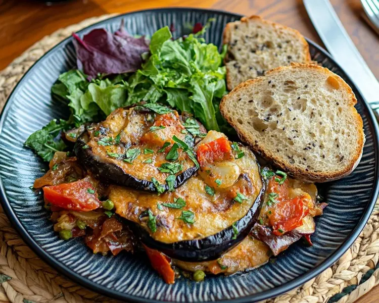 Healthy Eggplant Francaise with Fresh Sides