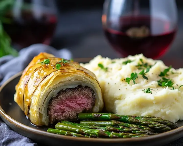 Plated Mini Beef Wellington with Pairings