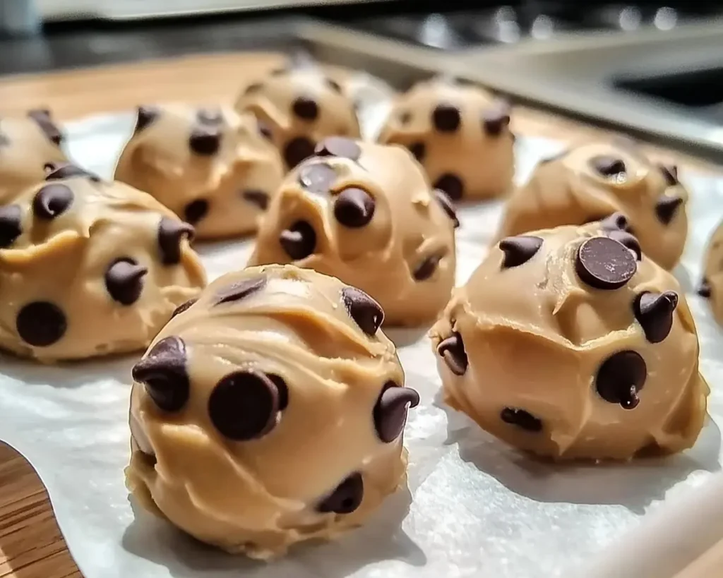 Frozen Greek Yogurt Peanut Butter Bites with Chocolate Chips