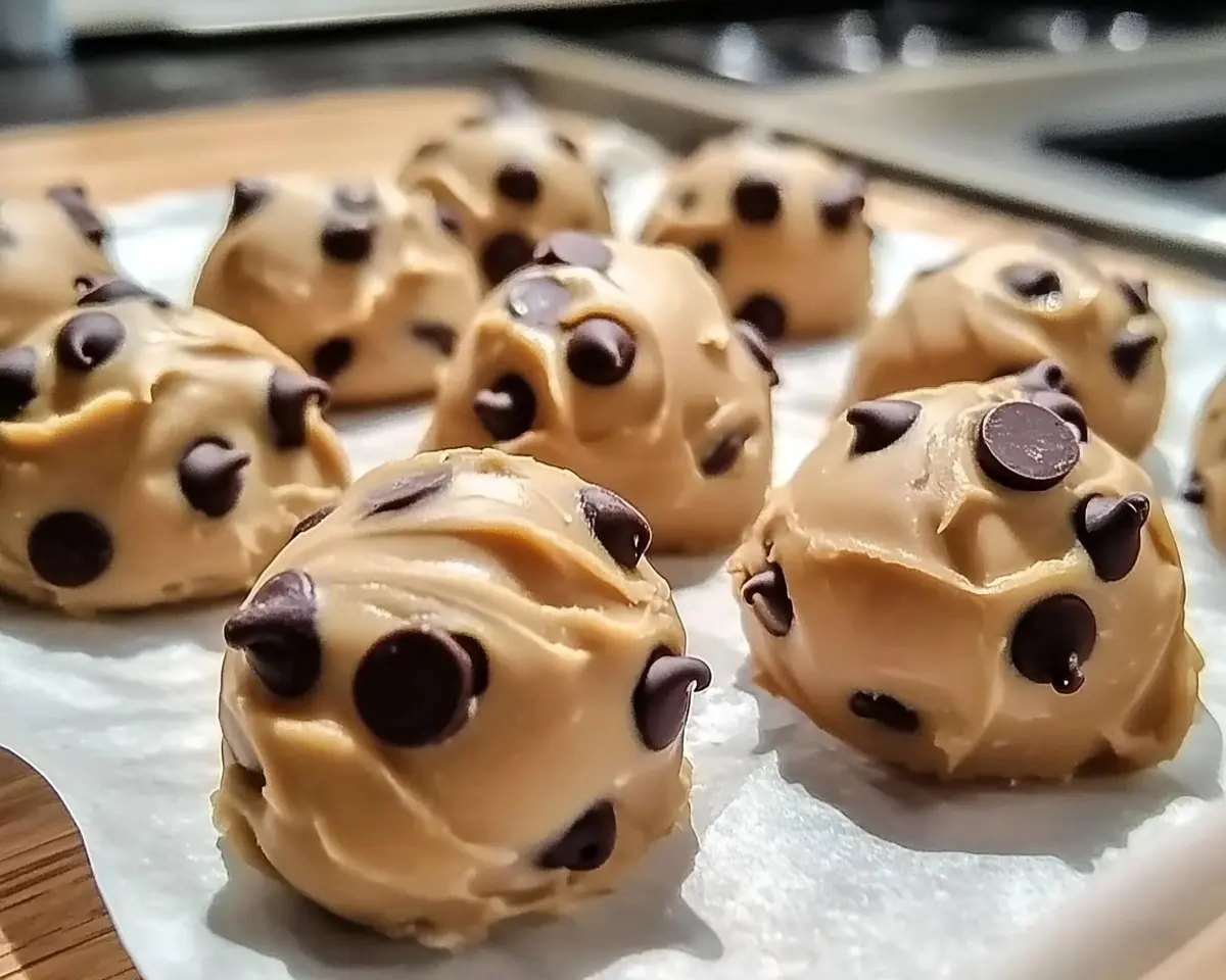 Frozen Greek Yogurt Peanut Butter Bites with Chocolate Chips