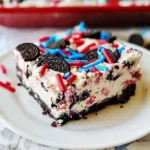 No Bake Fireworks Oreo Cheesecake Bars